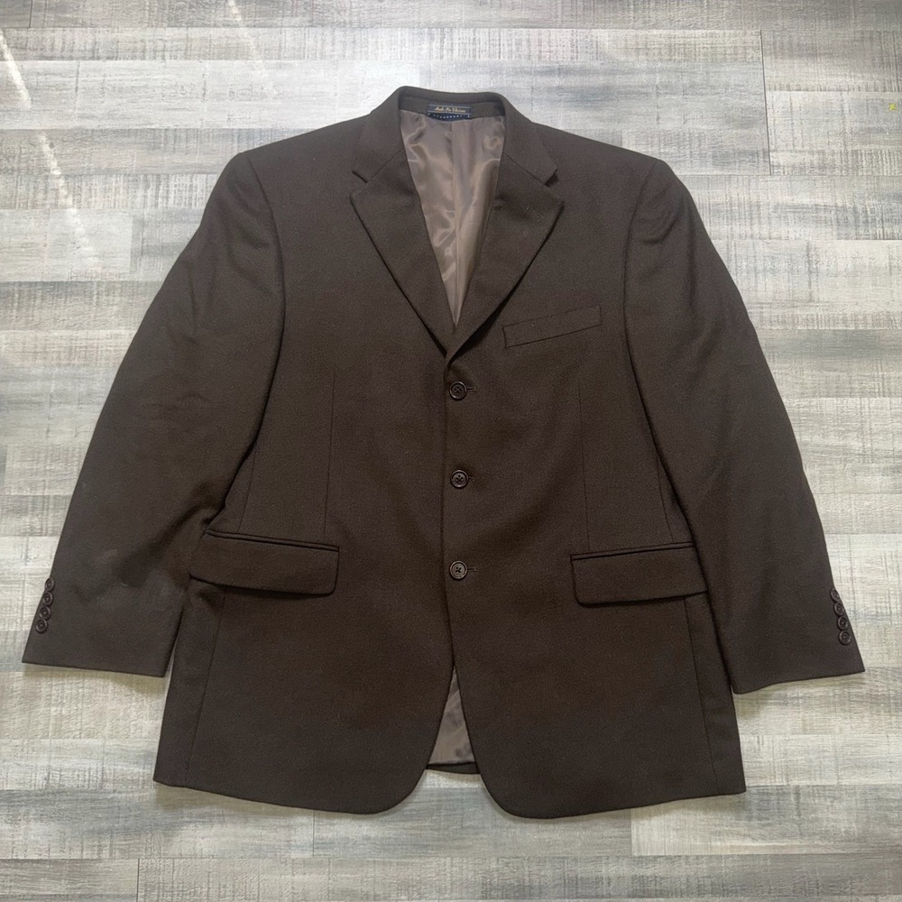 Tommy Hilfiger Wool Silk Cashmere Blend Brown Suit Coat Size 42s Blazer Jacket